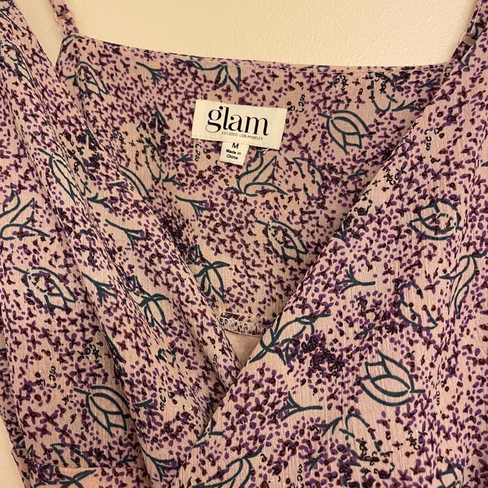 Glam Medium Purple Floral Wrap Dress - Picture 2 of 4